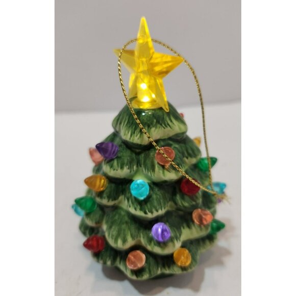 Vintage Mr. Christmas Mini Ceramic Light Up Christmas Tree Ornament 4.5" Battery - Picture 3 of 14